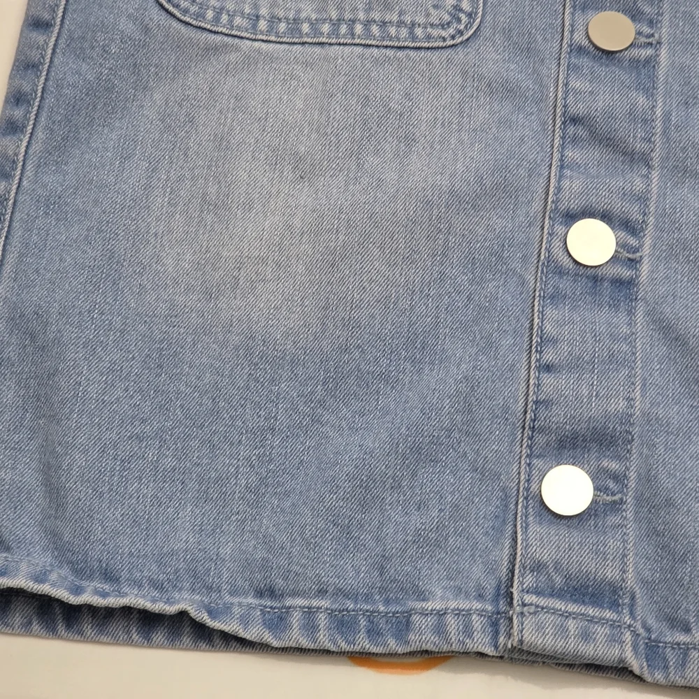 Girls Light Blue Cotton Denim Buttoned Overall Dress Size 12 NEW